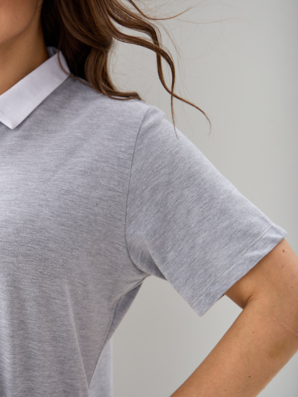 Блузка БЛк-143/пике-серыймеланж