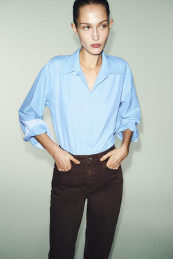 ZARA ДЖИНСЫ Z.01 MOM FIT С ВЫСОКОЙ ПОСАДКОЙ, КОРИЧНЕВЫЙ