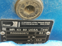 Мотор редуктор коническо-цилиндрический ROSSI MR ICI 80 UO3A 413 B3 с электродвигателем HBZ 90L 4 B5 1.5 кВт