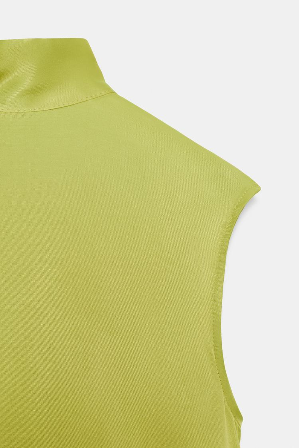 ZARA АТЛАСНЫЙ ТОП С БАНТОМ, ФИСТАШКОВЫЙ