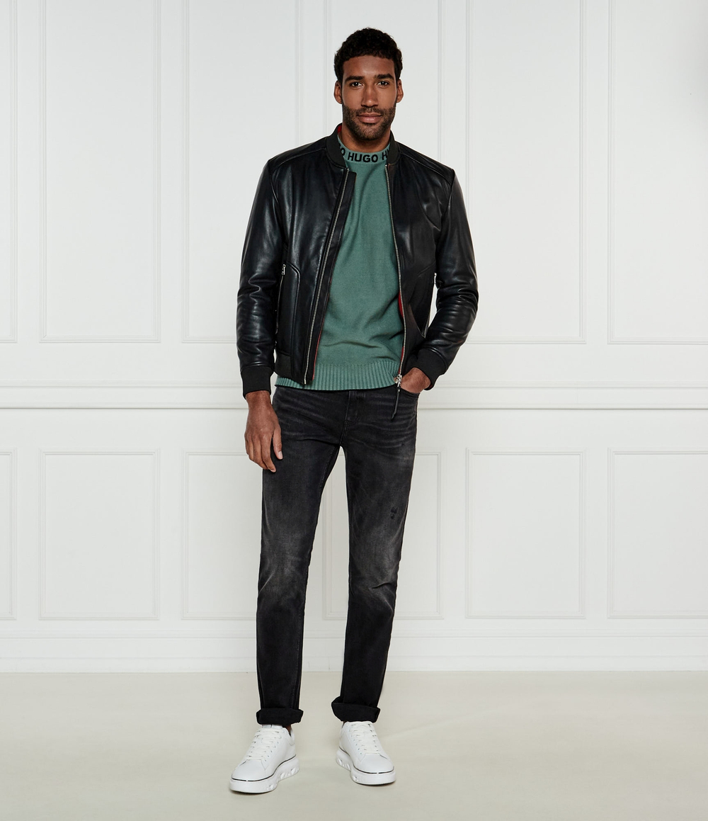 Кожаная куртка бомбер Lenno HUGO - черный(50481934)