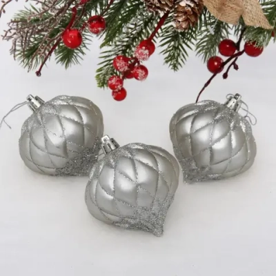 Ёлочные игрушки «Юла» 8 см (набор 3 шт), серебро