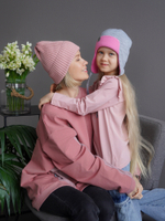 Шапка вязаная-резинка весенняя/осенняя хлопковая КЭП(Розовый персик)