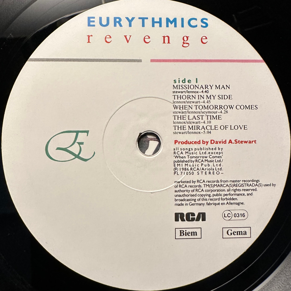 Eurythmics - Revenge (Германия 1986г.)