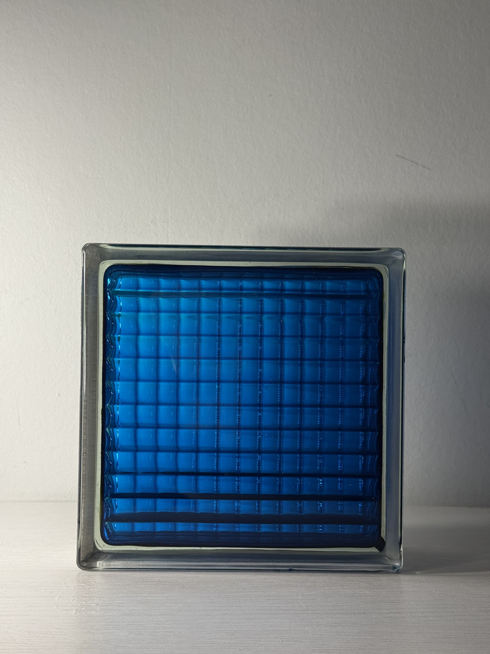 Стеклоблок сетка синий окрашенный изнутри Vitrablok 19x19x8