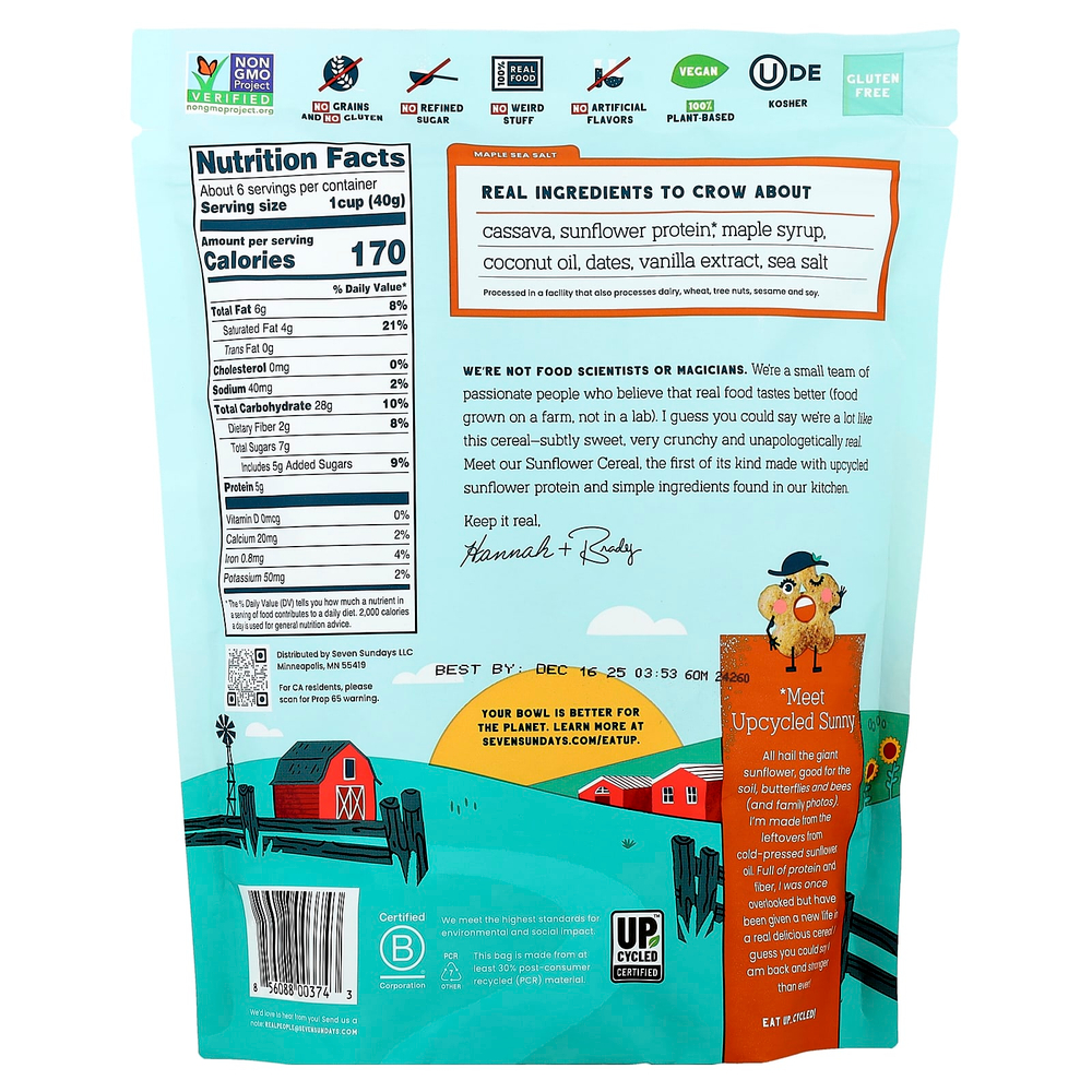 Seven Sundays, Подсолнечные хлопья, кленовая морская соль, 227 г (8 унций)