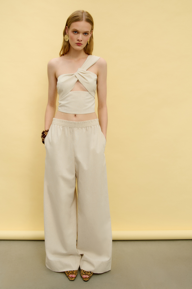 Топ изо льна с перекрутом на груди