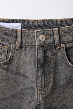 ZARA ДЖИНСЫ ПРЯМОГО КРОЯ С ЭФФЕКТОМ ПОТЕРТОСТИ, СЕРЫЙ