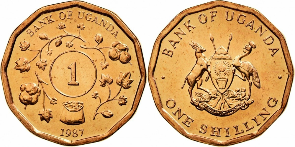 Уганда 1 шиллинг, 1987 Хлопок UNC