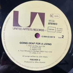 Винтажная виниловая пластинка LP Fischer-Z Going Deaf For A Living (Germany 1980)