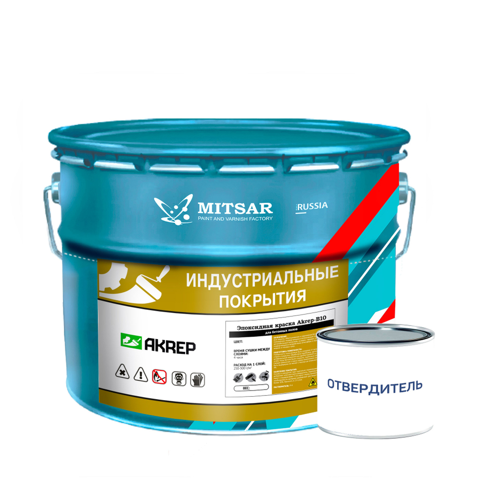 Эпоксидная краска AKREP-B10 (АКРЭП-Б10) для бетонных полов серый