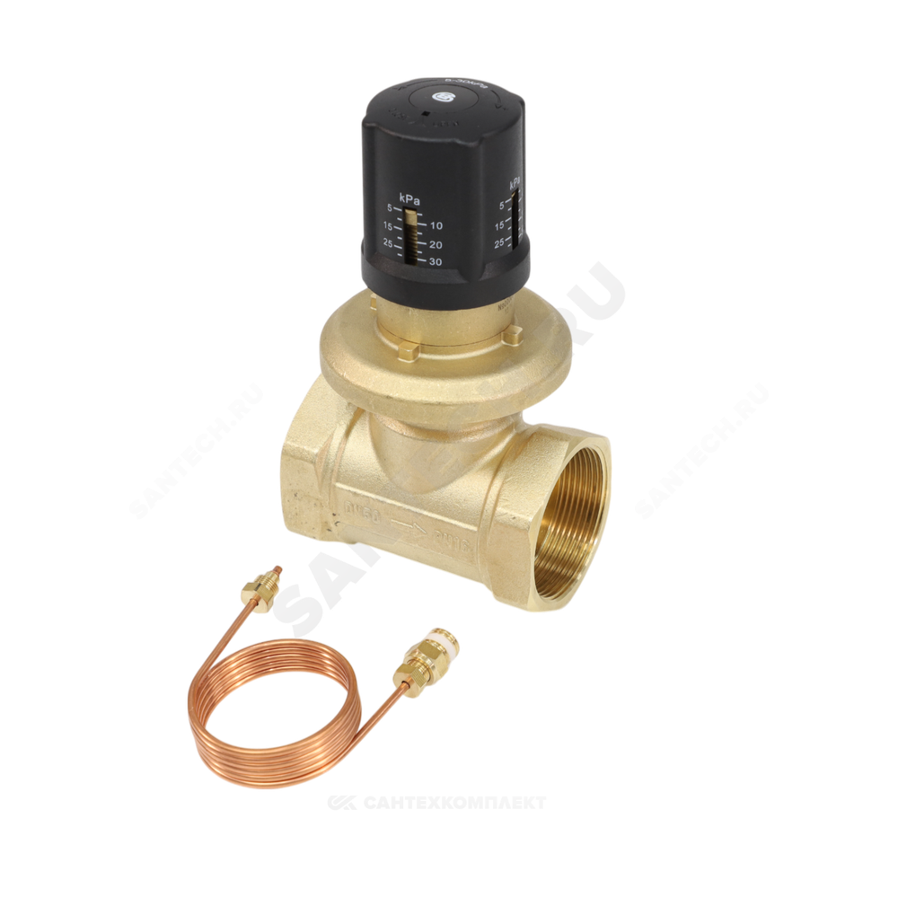 Клапан балансировочный автомат латунь 3380H Ду 32 G1 1/4" Ру16 Тмакс=120 оС ВР 5-30 кПа Kvs=9.26м3/ч без ниппелей Benarmo