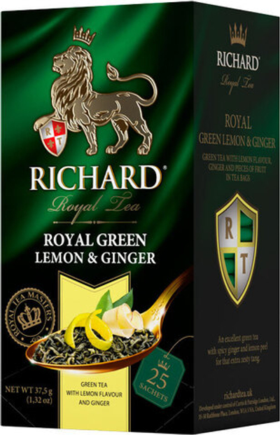 Чай в пакетиках Richard Royal Green Lemon & Ginger 25 шт