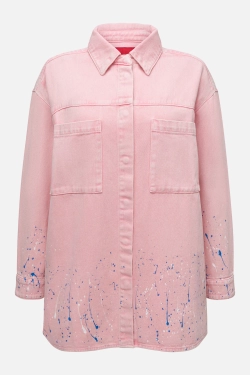 Рубашка джинсовая с принтом разбрызганной краски