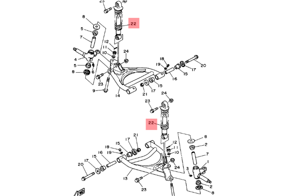 Амортизатор в сборе Yamaha YFM 125