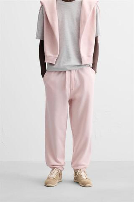 ZARA БАЗОВЫЕ БРЮКИ-ДЖОГГЕРЫ, СВЕТЛО-РОЗОВЫЙ