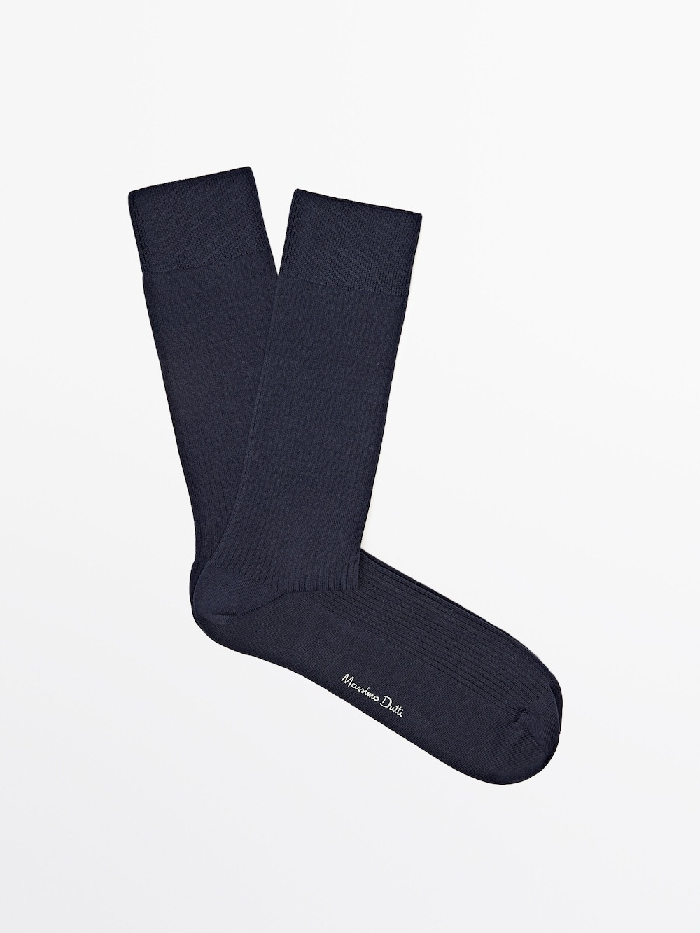Massimo Dutti Высокие носки в тонкий рубчик, светло-синий
