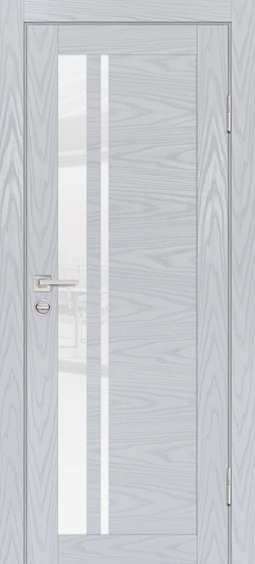 Дверь PSM-8 / Цвет Дуб скай серый / белоснежный лакобель / Двери PROFILO PORTE