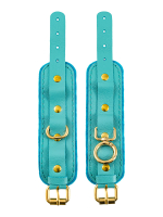 Голубые двуслойные кожаные наручники-браслеты