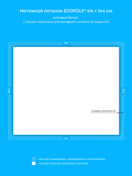 Матовый натяжной потолок 14.2 м2