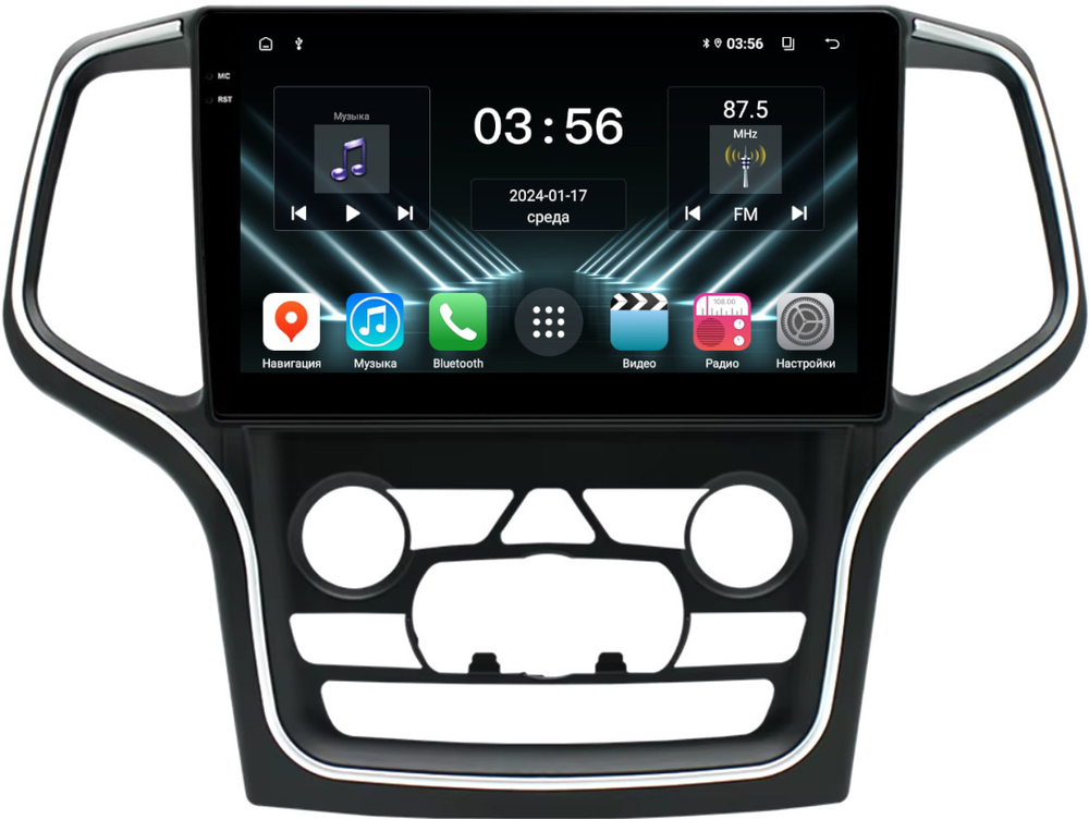 Магнитола для Jeep Grand Cherokee WK2 2013-2021 (ШГУ 8.4") - FarCar DX10-9564F3 монитор 10.36" IPS на Android 13, 4+64Гб, CarPlay