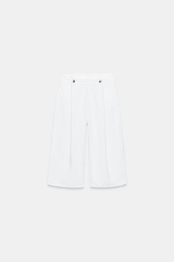 ZARA ДЛИННЫЕ ДЖИНСОВЫЕ ШОРТЫ Z1975 С ПУГОВИЦАМИ, БЕЛЫЙ