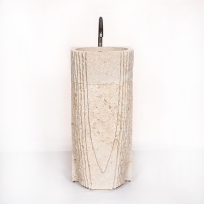 Раковина напольная из мрамора Pedestal Semi Marmo Cream MN-03220 (40*40*90 см)