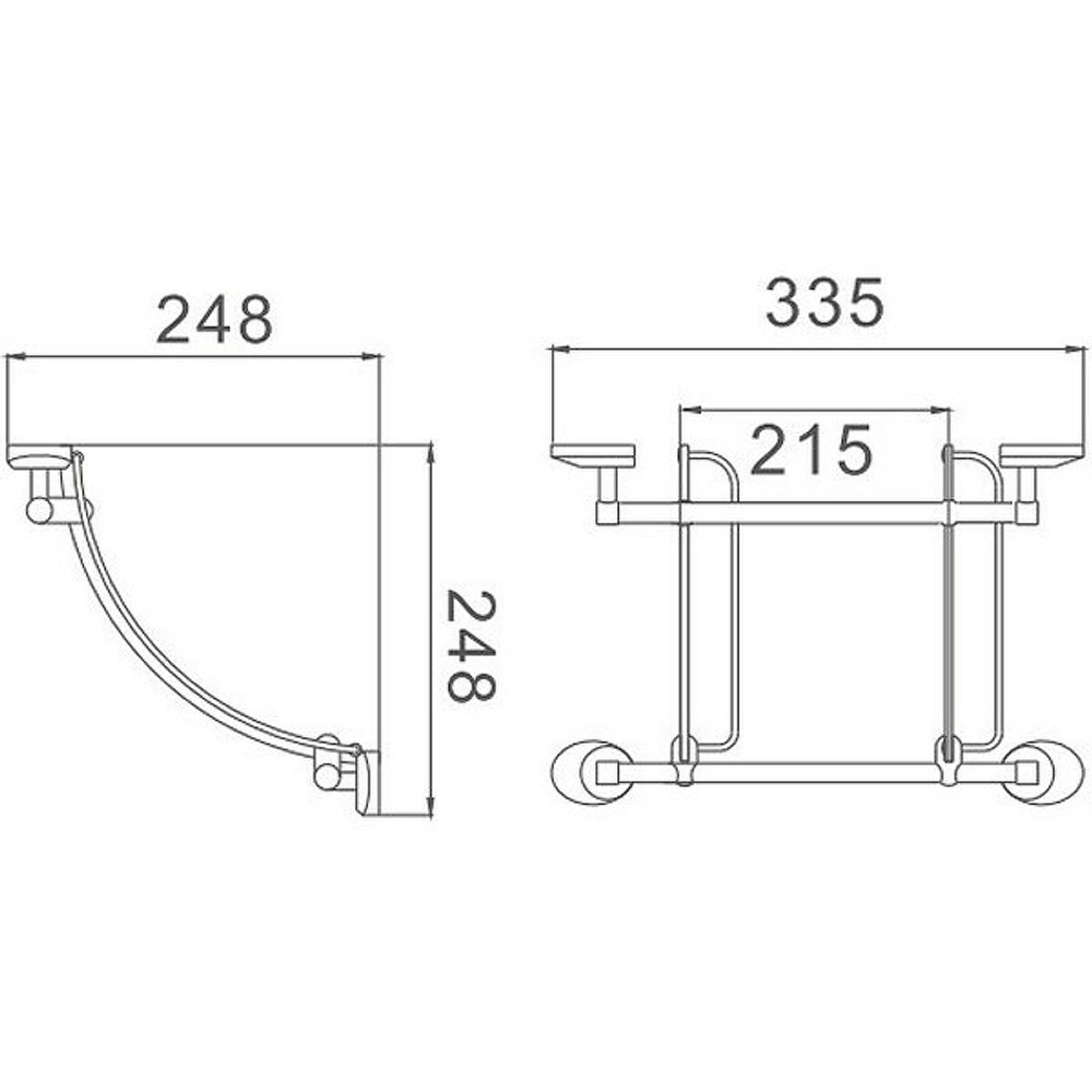 Полка угловая стеклянная для ванной 2-х ярусная Haiba HB1607-2