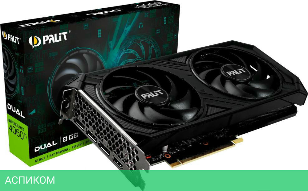 Видеокарта Palit GeForce RTX 4060 Ti Dual 8GB GDDR6 RTL (NE6406T019P1-1060D)