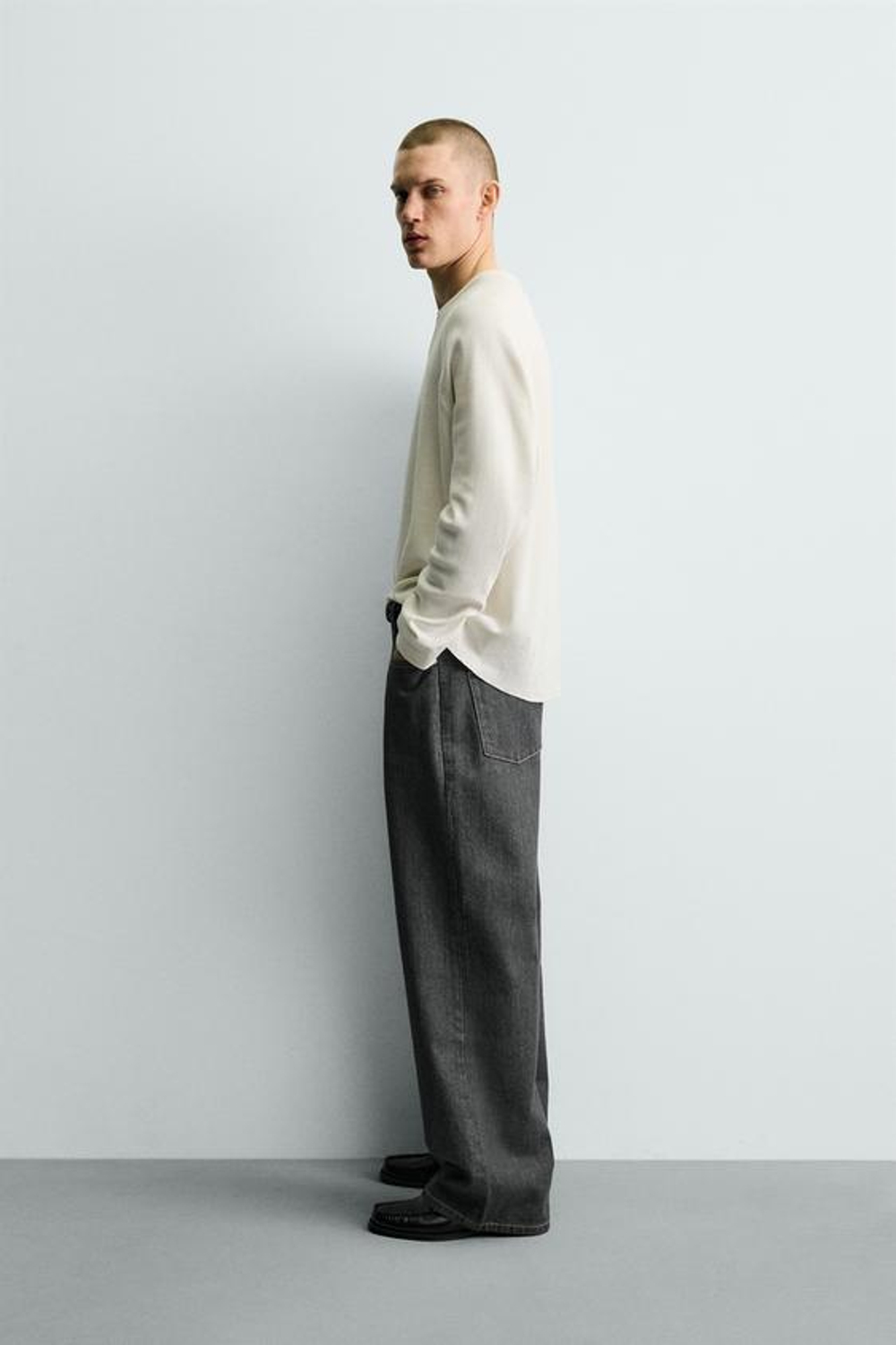 ZARA ДЖИНСЫ СВОБОДНОГО КРОЯ, СЕРО-СИНИЙ