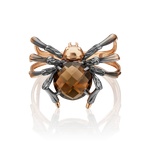 Кольцо «Паук» из красного золота с кварцем дымчатым