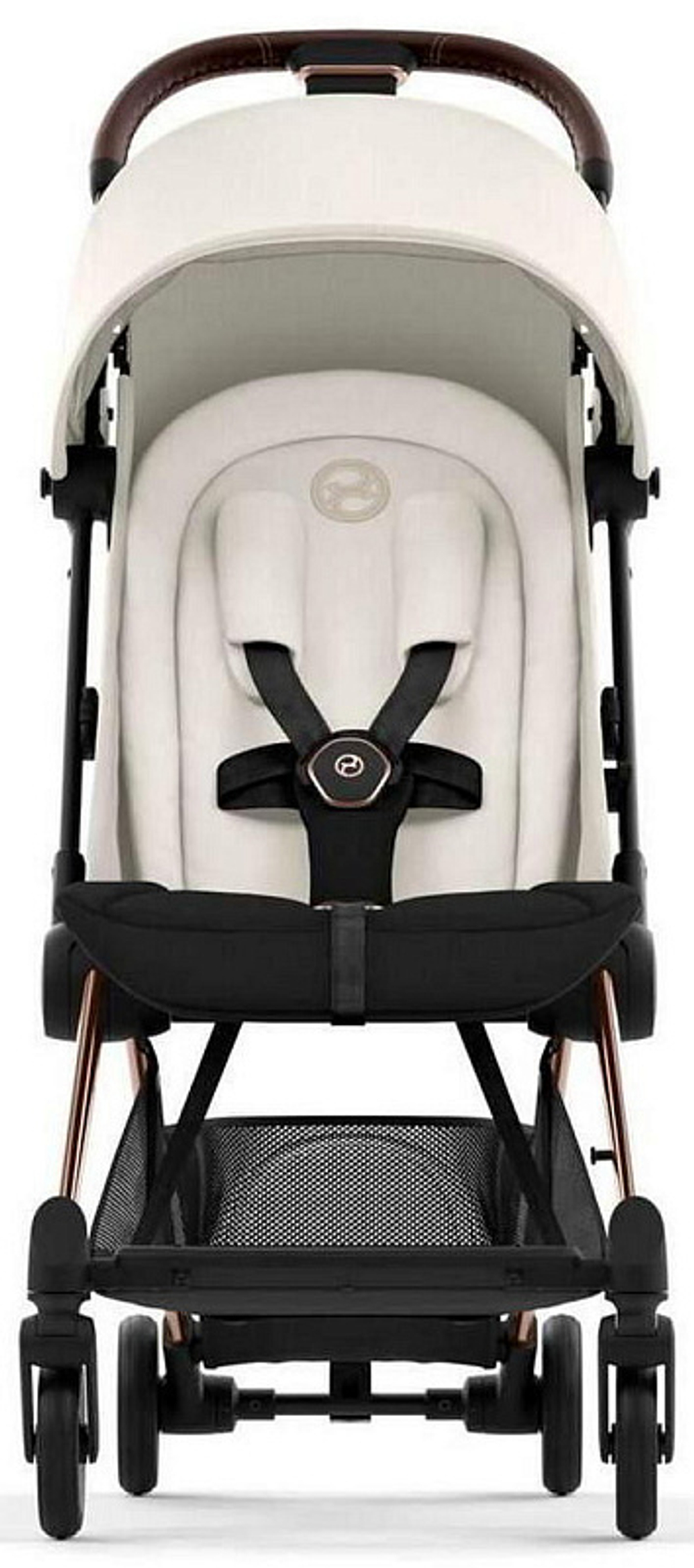 Коляска Cybex Coya Rosegold Frame Cloud G i-Size Lava Grey 2 в 1 Off White с дождевиком и бампером