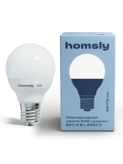 Светодиодная лампа G45 "шарик" E27 6Вт, 4000K