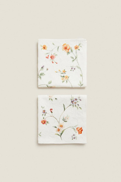 ZARA HOME ЦВЕТОЧНАЯ ЖАККАРДОВАЯ САЛФЕТКА (2 УПАКОВКИ), ЗЕЛЕНЫЙ