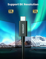 Кабель USB 4.0 C- USB 4.0 C, Thunderbolt 4, 40Gbps, 100W, 0.8m UGREEN 30389