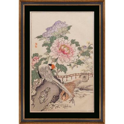 Постер BAIREI:CRANE & PEONYПостер 55х80 G&C Бежевый / Коричневый