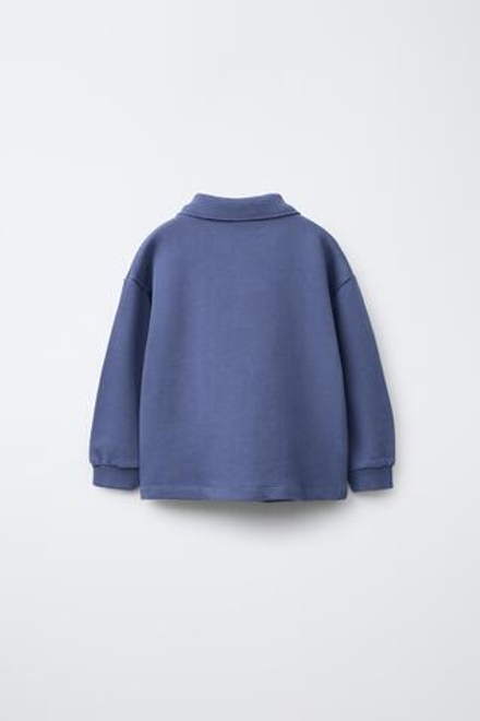 ZARA ТОЛСТОВКА ПОЛО С НАШИВКОЙ, ЯРКО-СИНИЙ