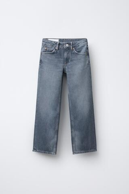 ZARA ДЖИНСЫ STRAIGHT, СЕРО-СИНИЙ