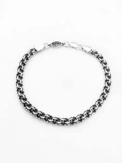 Браслет из серебра/Бисмарк/Чернение/Со вставкой "Спаси и сохрани"/С алмазной огранкой