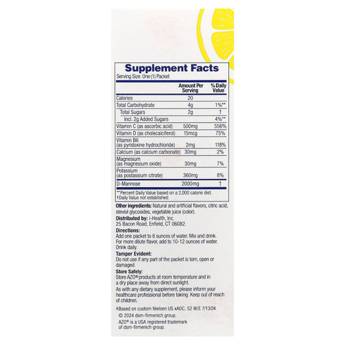 AZO, Urinary Health, готовые к смешиванию пакетики, малина и лимонад, 10 порционных пакетиков по 5,3 г (0,19 унции)