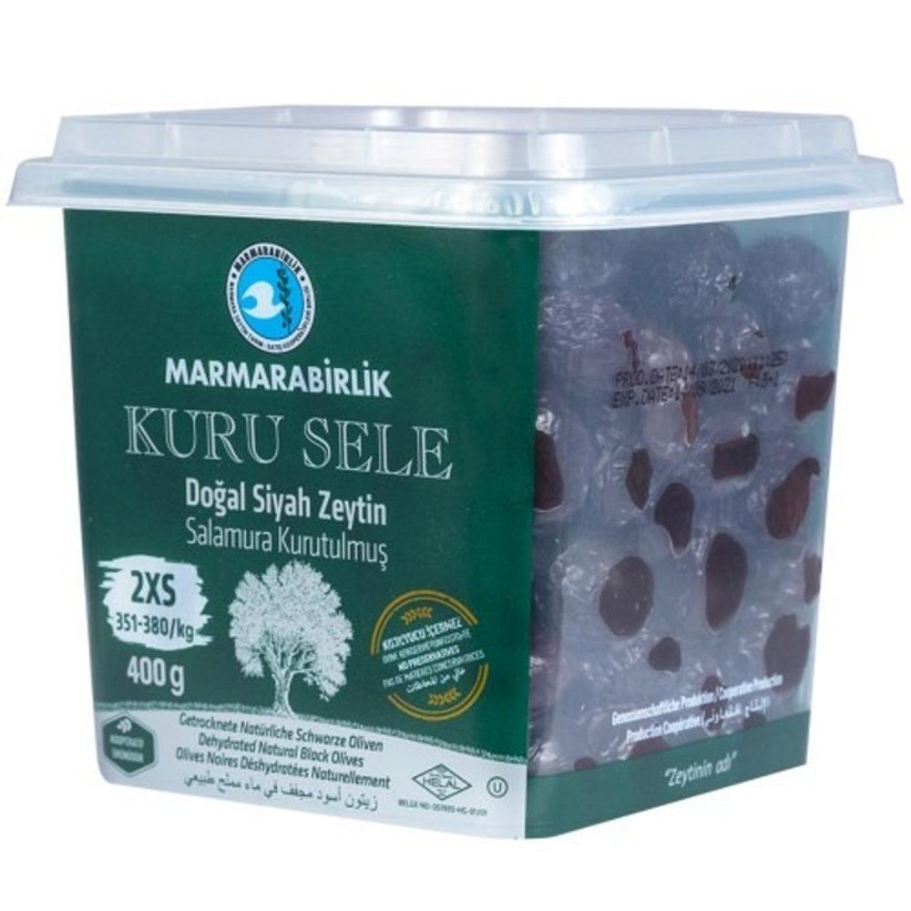 Маслины Marmarabirlik Kuru Sele 2XS черные вяленые с косточкой, 400 г, 2 шт