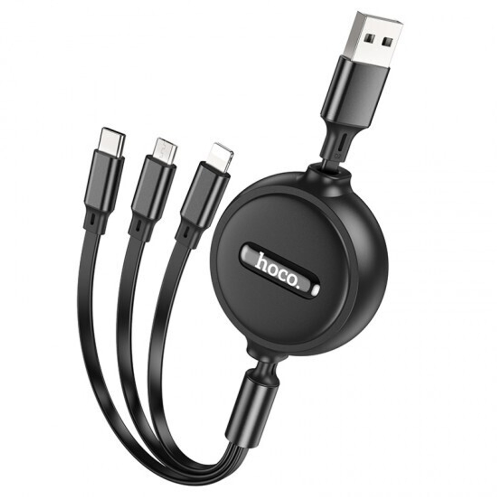 USB кабель Hoco X75 3 в 1 для iPhone/Type-C/Micro, 013261 Черный