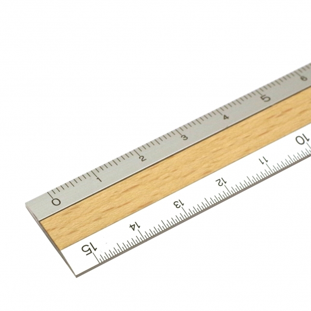 Линейка Midori Aluminum & Wood 15 см (алюминий + светлый шпон)