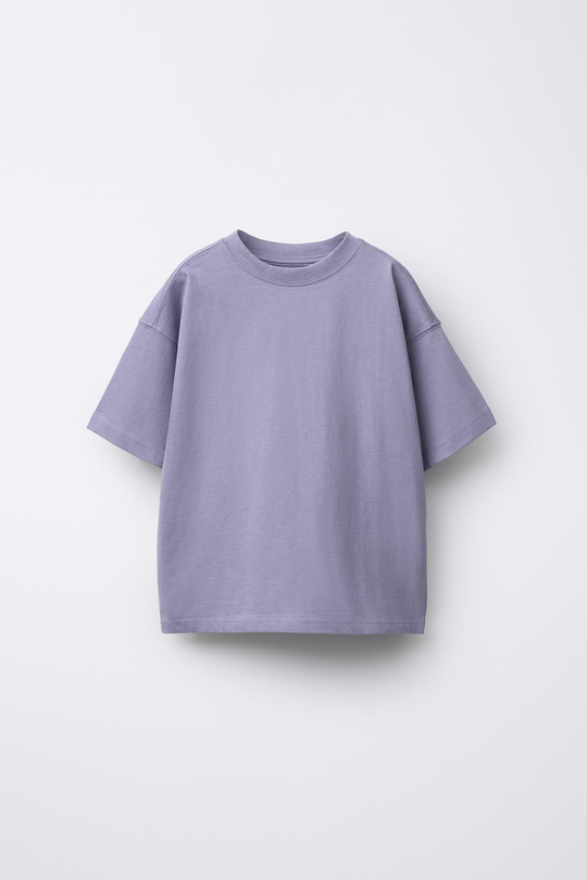 ZARA ОДНОТОННАЯ ФУТБОЛКА MEDIUM WEIGHT, СИРЕНЕВЫЙ