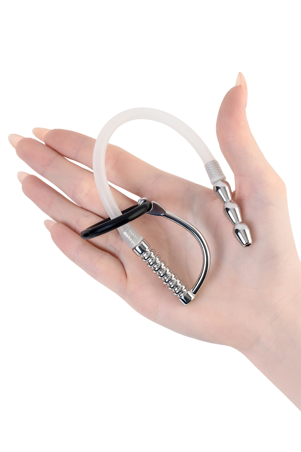 Уретральный катетер силиконовый со сменными фиксирующими кольцами 18 см