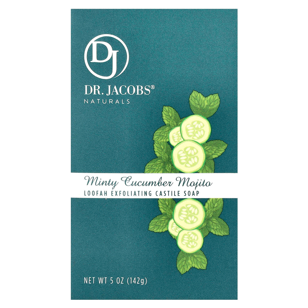 Dr. Jacobs Naturals, Отшелушивающее кастильское мыло с люфой, мохито с мятой и огурцом, 142 г (5 унций)