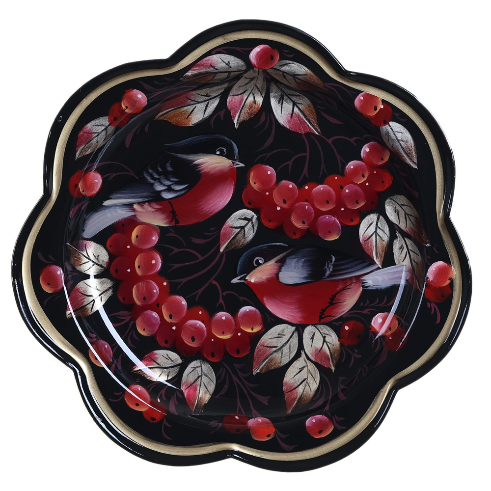 Жостовский поднос декоративный, размер 18 см (A1), металлический
