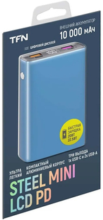Внешний аккумулятор TFN Steel Mini LCD PD 10000 мАч синий