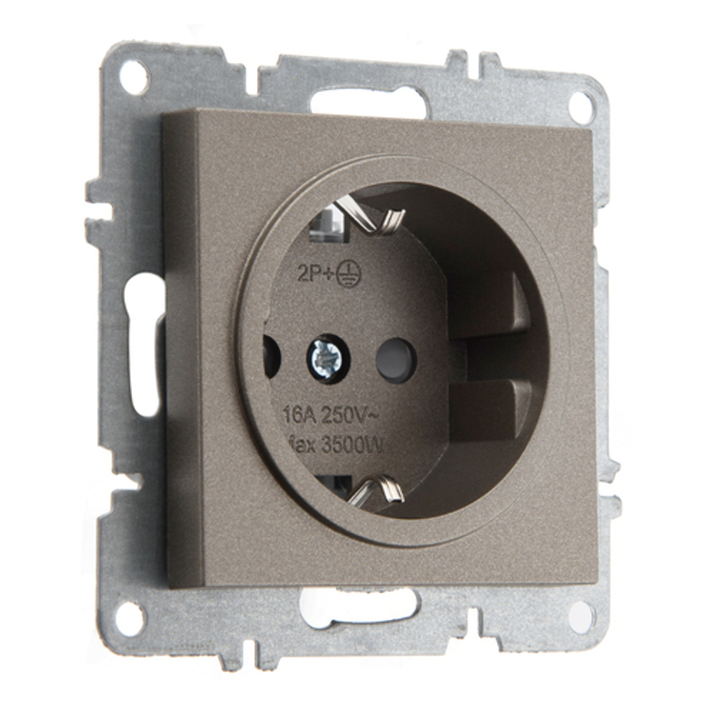Розетка с заземлением ARVIA Electric, со шторками, 16А 250В, мокко 50062000243