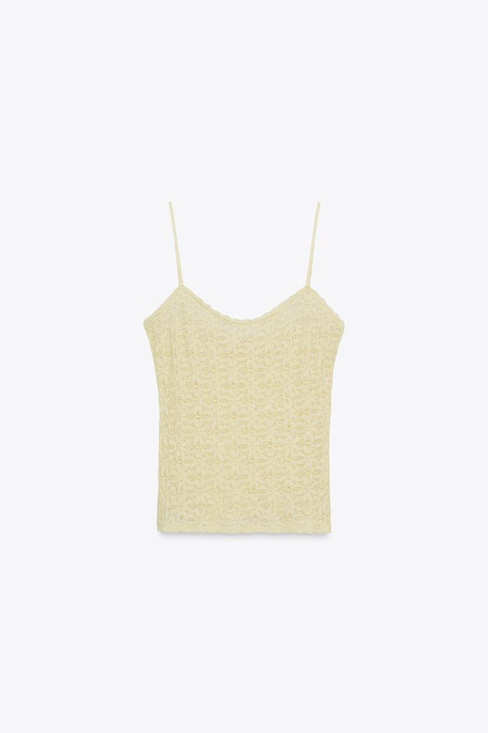 ZARA КРУЖЕВНОЙ ТОП НА БРЕТЕЛЯХ, ЭКРЮ